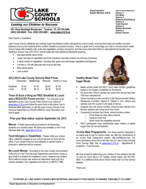 Lake County Schools Free/Reduced Meal Application