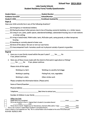 Lake County Schools Student Residency Form