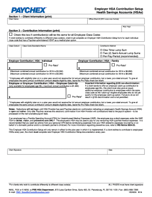 Employer HSA Contribution Setup Form