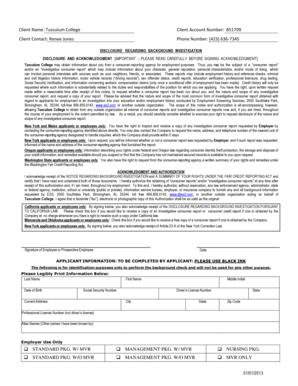 Tusculum College Background Investigation Disclosure