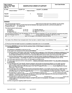 Alabama Modification Order of Support