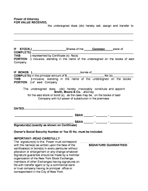 Power of Attorney for Stock Transfer