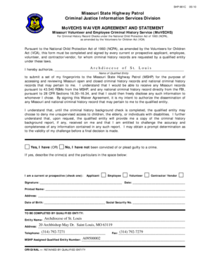 Missouri MoVECHS Waiver Agreement