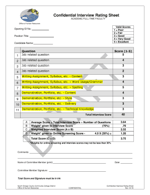 Form 7a Interview Rating Demonstration - Writing Example