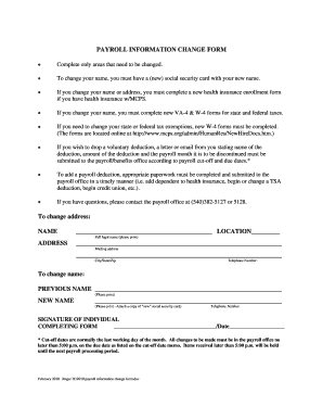 Payroll Information Change Form