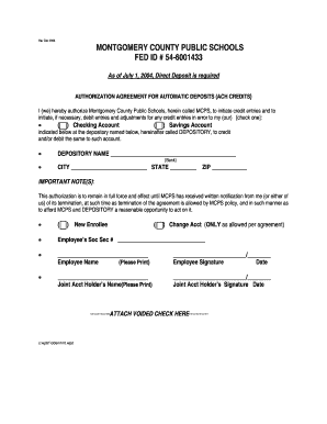 Authorization Agreement for Automatic Deposits