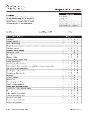 Hospice Self Assessment Form