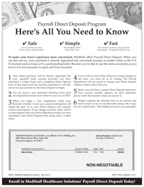 MedStaff Payroll Direct Deposit Form