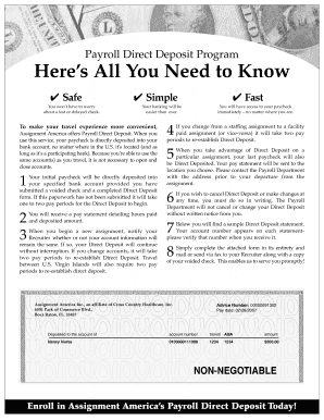 Assignment America Payroll Direct Deposit Form