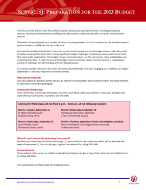 Saint John Community Budget Workshop