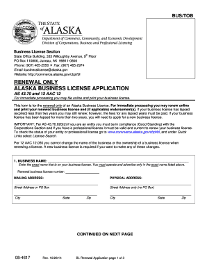 Alaska Business License Renewal Form