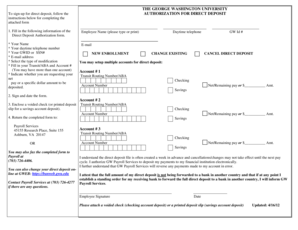 George Washington University Direct Deposit Authorization Form