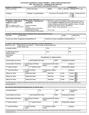 Waunakee Community School District Enrollment Form