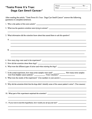 Cancer Detection Study Worksheet