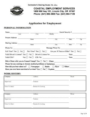 Employment Application Form