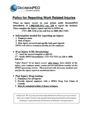 Workers' Compensation Injury Report Form