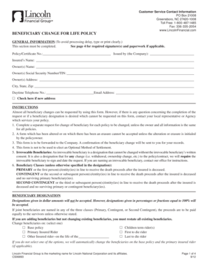 Beneficiary Change for Life Policy