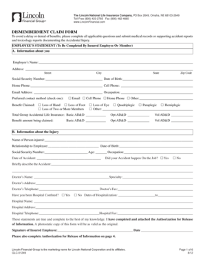 Lincoln National Dismemberment Claim Form