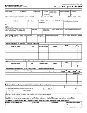 USCIS Form G-325A Biographic Information