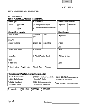 Medical and Health Situation Report (SITREP)