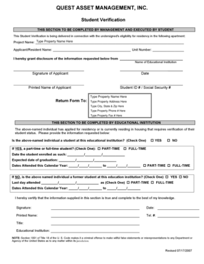 Student Verification Form