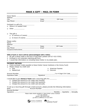 Dana-Farber Cancer Institute Gift Form