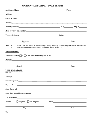 Driveway Permit Application
