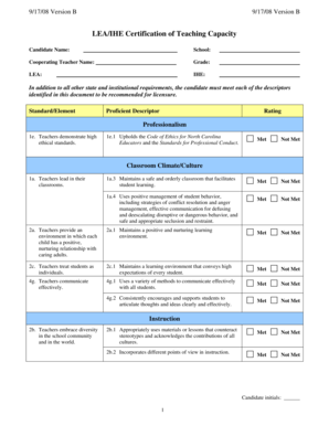 LEA/IHE Certification of Teaching Capacity