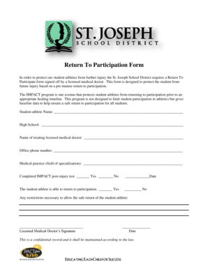 Return To Participation Form