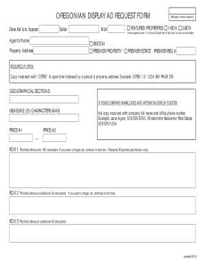 Oregonian Display Ad Request Form