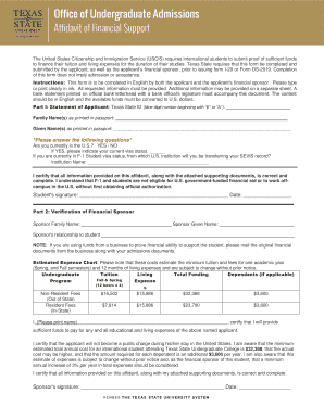 Affidavit of Financial Support for International Students