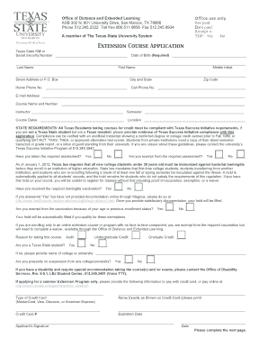 Extension Course Application