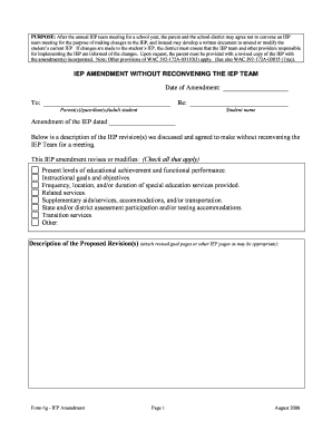 IEP Amendment Without Reconvening the IEP Team