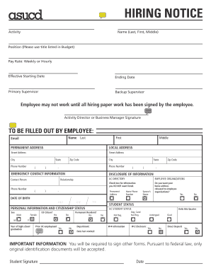 Hiring Notice Employee Form