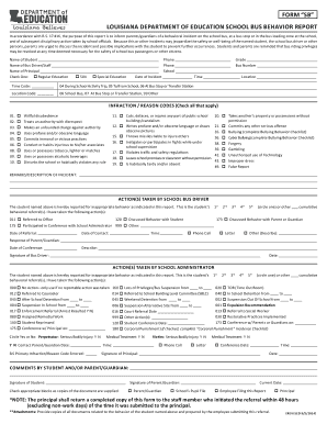 Louisiana School Bus Behavior Report