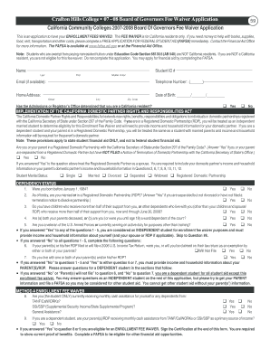 California Board of Governors Fee Waiver Application