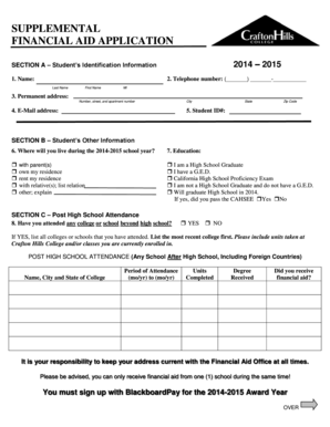 Supplemental Financial Aid Application