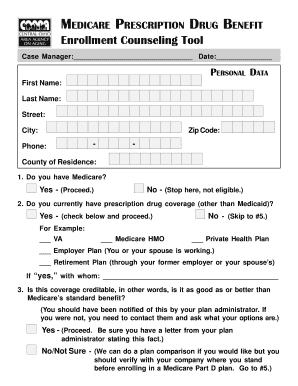Medicare Prescription Drug Benefit Enrollment Counseling Tool
