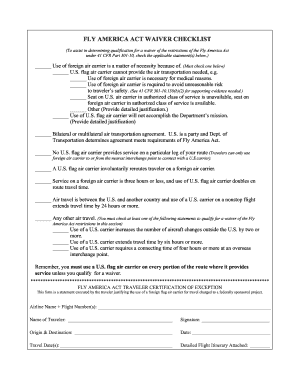 Fly America Act Waiver Checklist