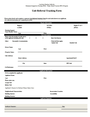 Louisiana Housing Authority Unit Referral Tracking Form