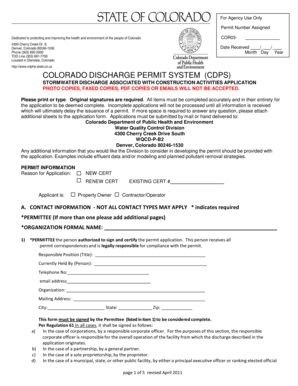 Colorado Stormwater Discharge Permit Application