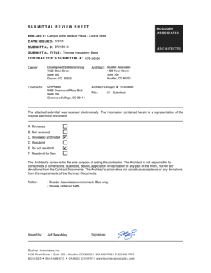 Submittal Review Sheet