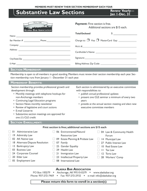 Alaska Bar Association Section Membership Renewal Form
