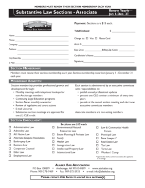 Alaska Bar Association Section Membership Renewal Form