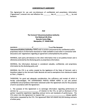 Printable non disclosure agreement - Non - Disclosure Agreement - Vermont Telecommunications Authority