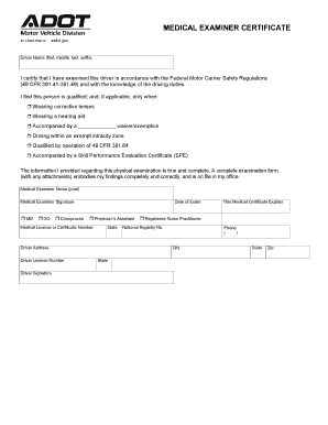 Medical Examiner Certificate