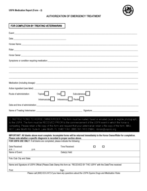 USPA Medication Report Form