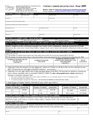 Missouri Unified Carrier Registration Form