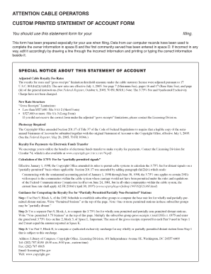 Cable Operator Statement of Account Form