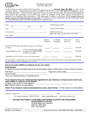 2014 FSA Enrollment Agreement